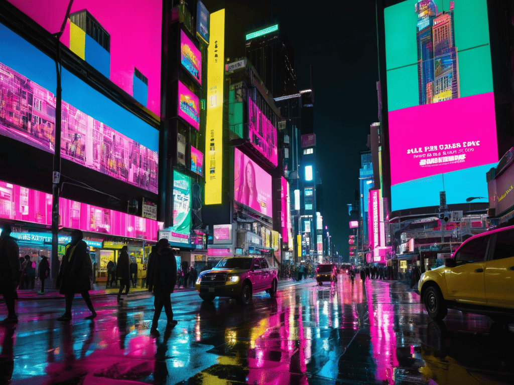 Nighttime Neon Aesthetics cityscape