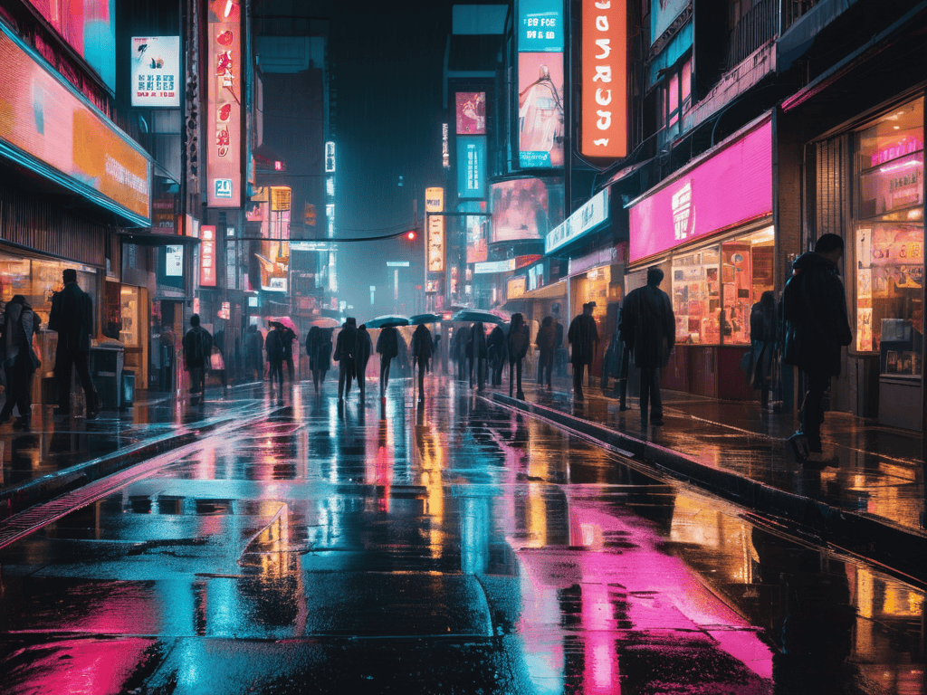 Nighttime Neon Aesthetics cityscape photo