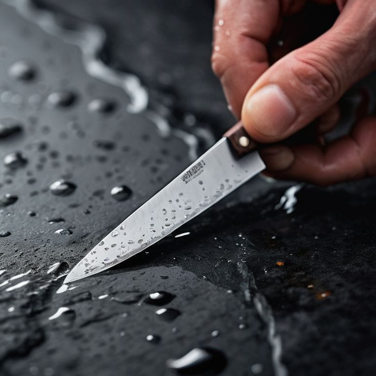 Sharpen kitchen knife with whetstone